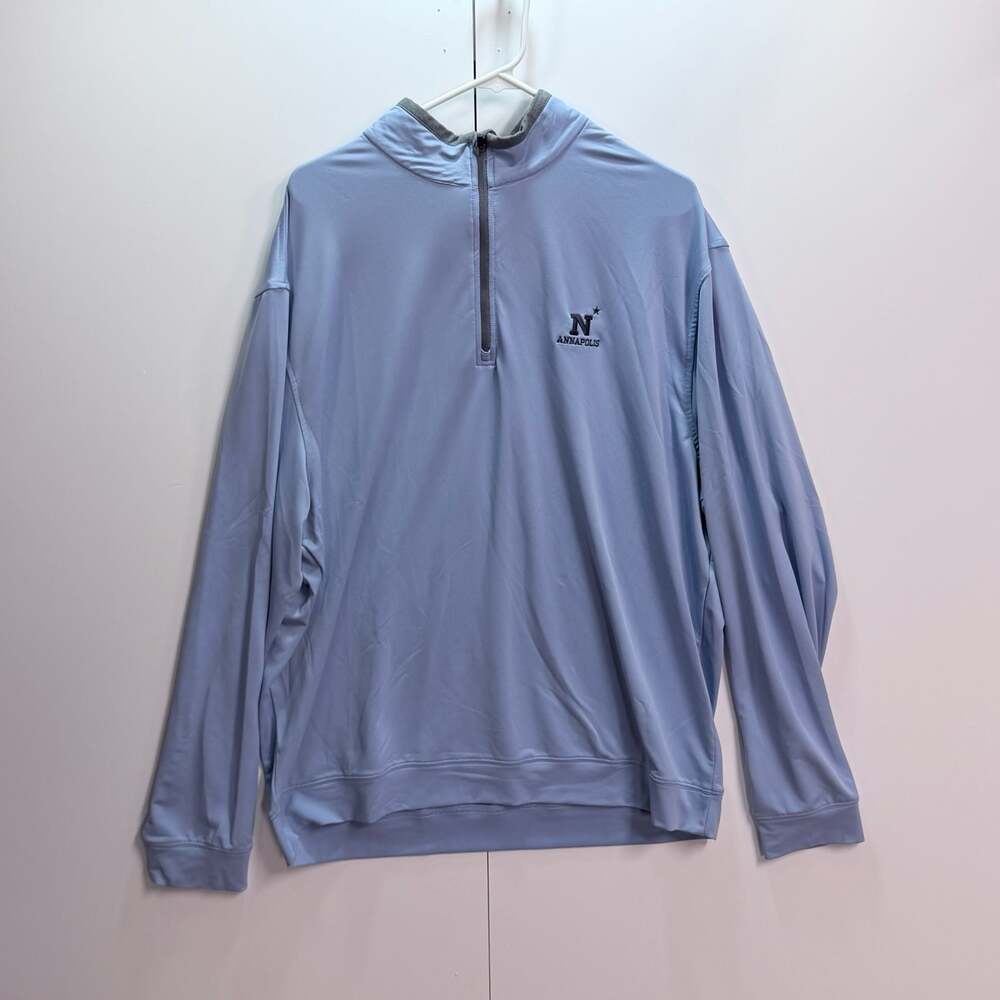 Divots Annapolis N Star Logo Quarter Zip Pullover Light Blue XL